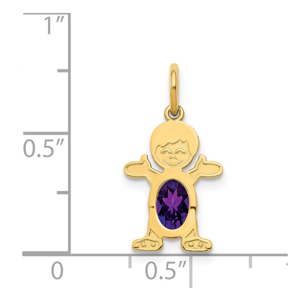 14k Yellow Gold Boy 6x4 Oval Genuine Amethyst-February Pendant for Women