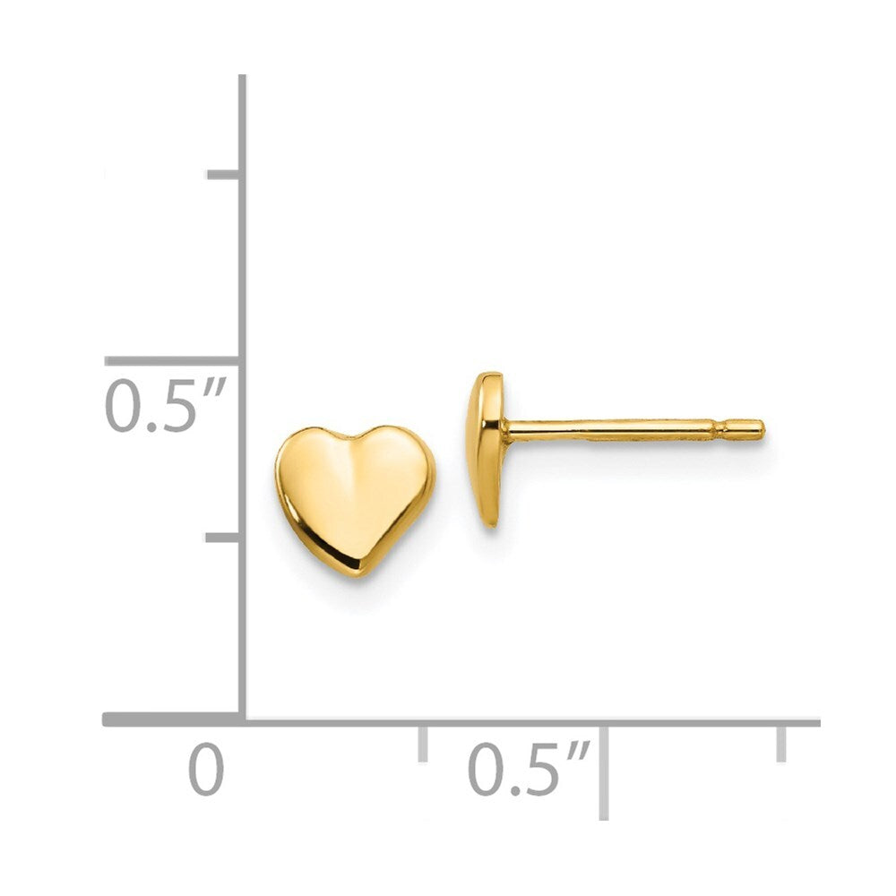 14k Yellow Gold Heart Stud Earrings Gift for Women