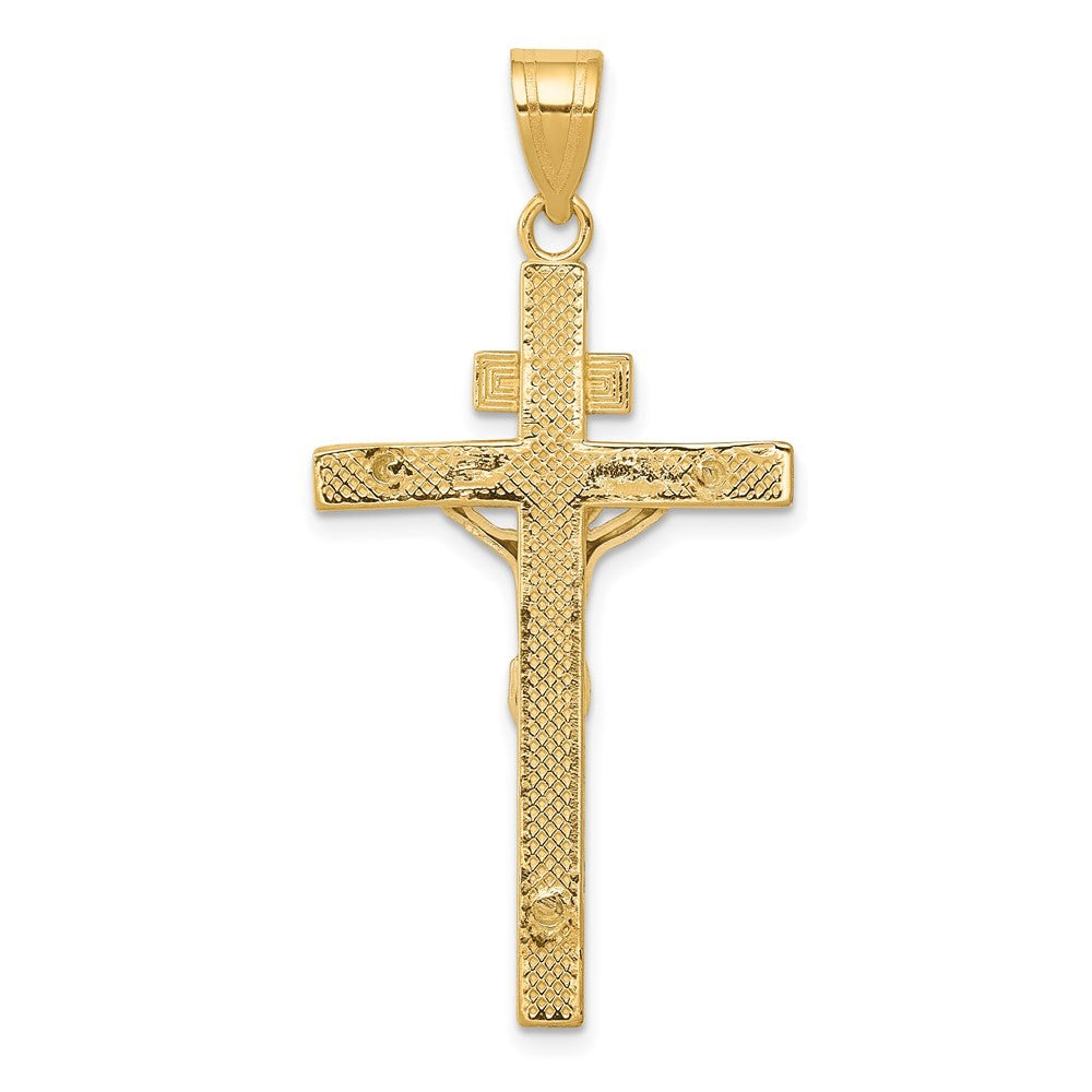 14K Two-Tone Gold INRI Crucifix Pendant