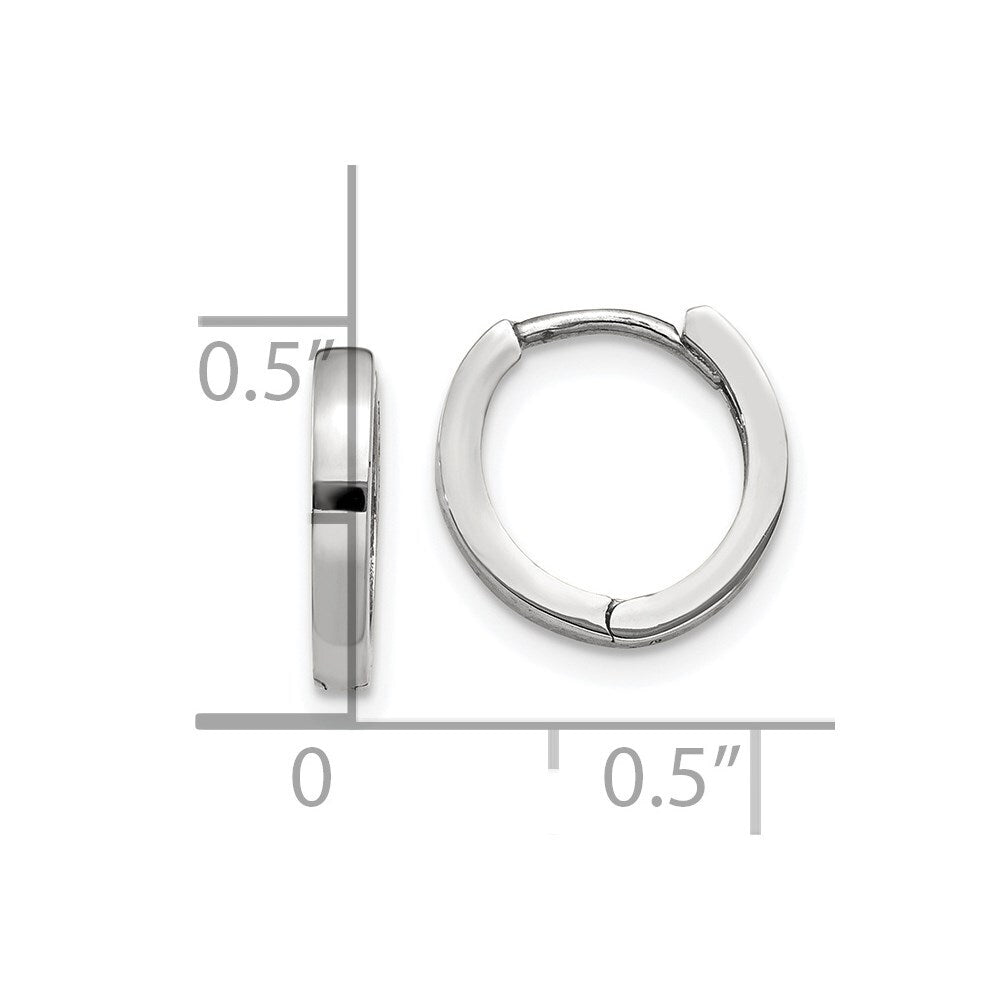 14k White Gold Round Hinged Hoop Earrings Gift for Women