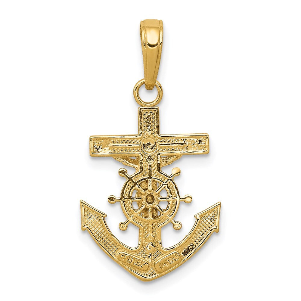 14k Yellow Gold Mariners Crucifix Pendant for Women