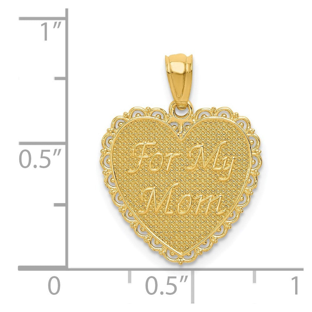 14k Yellow Gold Reversible FOR MY MOM/ Thanks For Everything Pendant