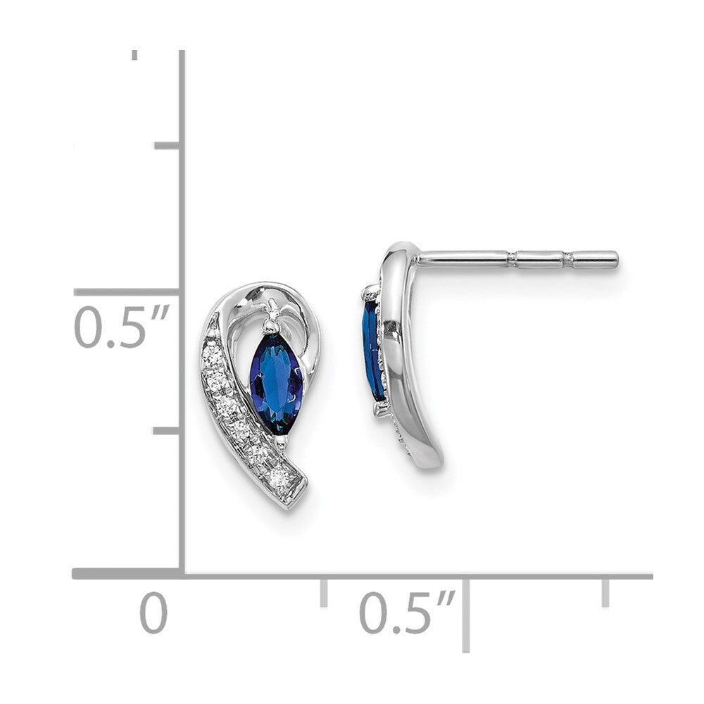 14k White Gold Diamond Sapphire Drop & Dangle Earrings
