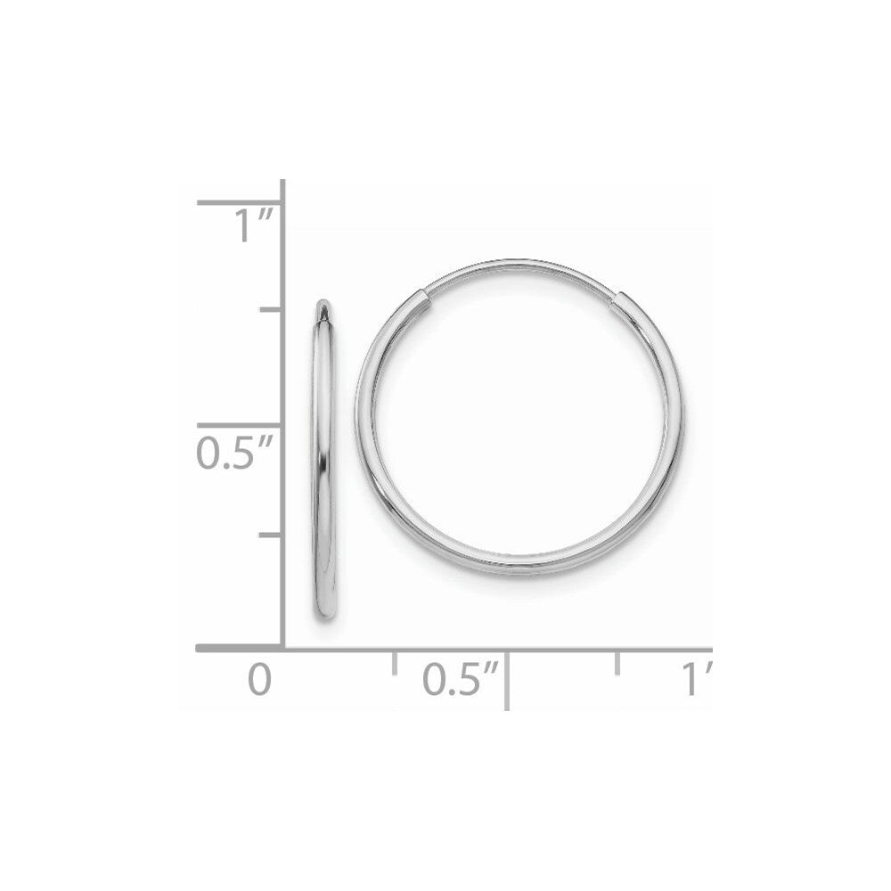 14k White Gold Polished Endless Tube Hoop Earrings Gift for Women