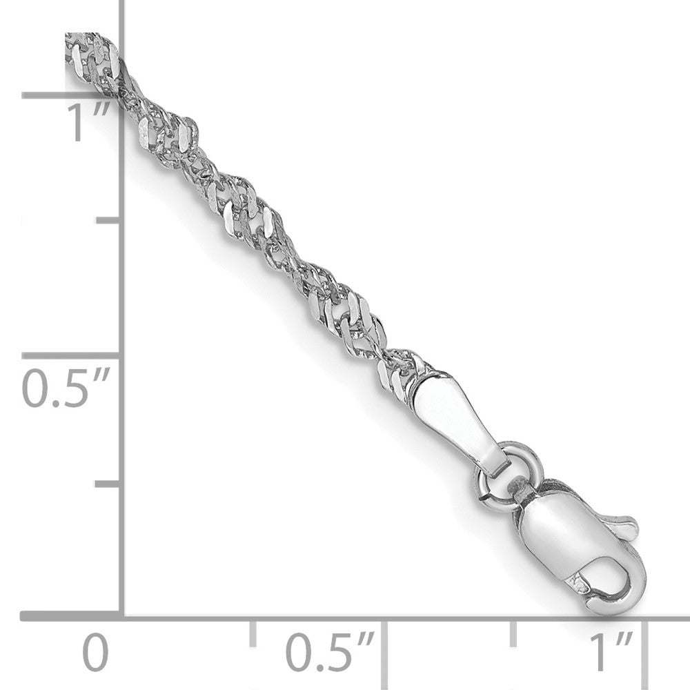 14K White Gold 7 inch 2.0mm Singapore Chain Bracelet