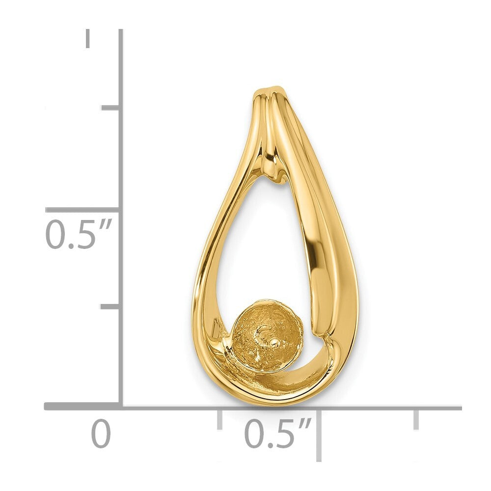 14k Yellow Gold Pearl Slide Pendant Mounting for Women