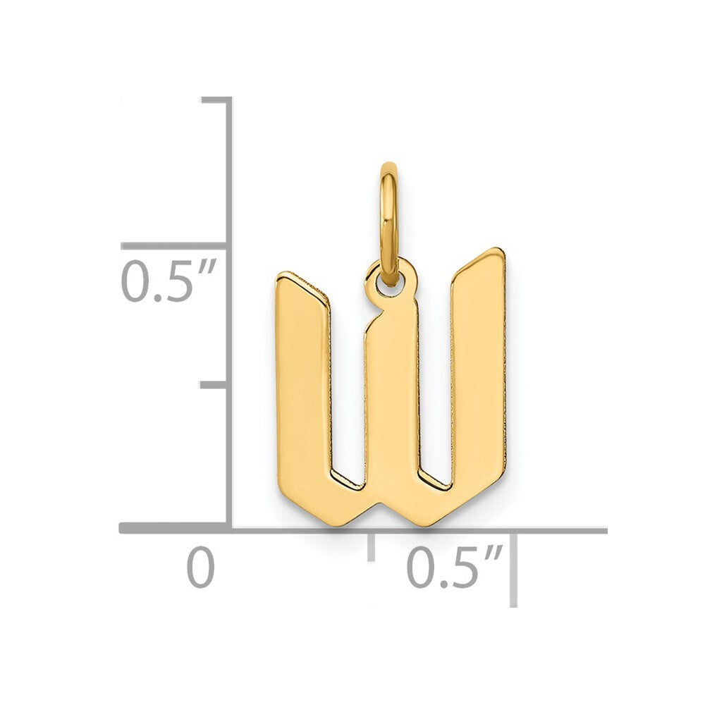 14k Yellow Gold Letter W Initial Pendant for Women