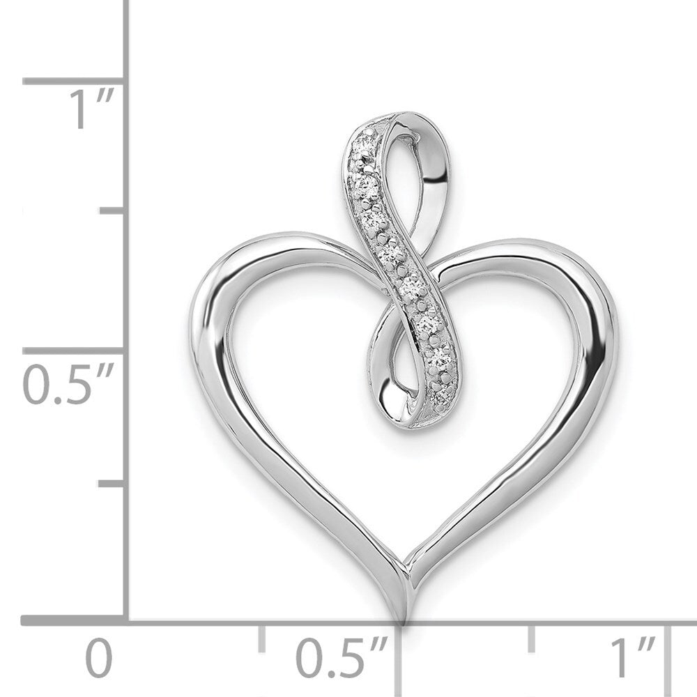 14k White Gold 1/20ct. Diamond Heart and Infinity Pendant for Women