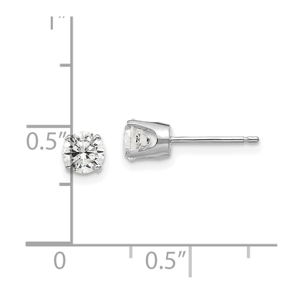 14k White Gold 4.5mm Cubic Zirconia Stud Earrings Gift for Women