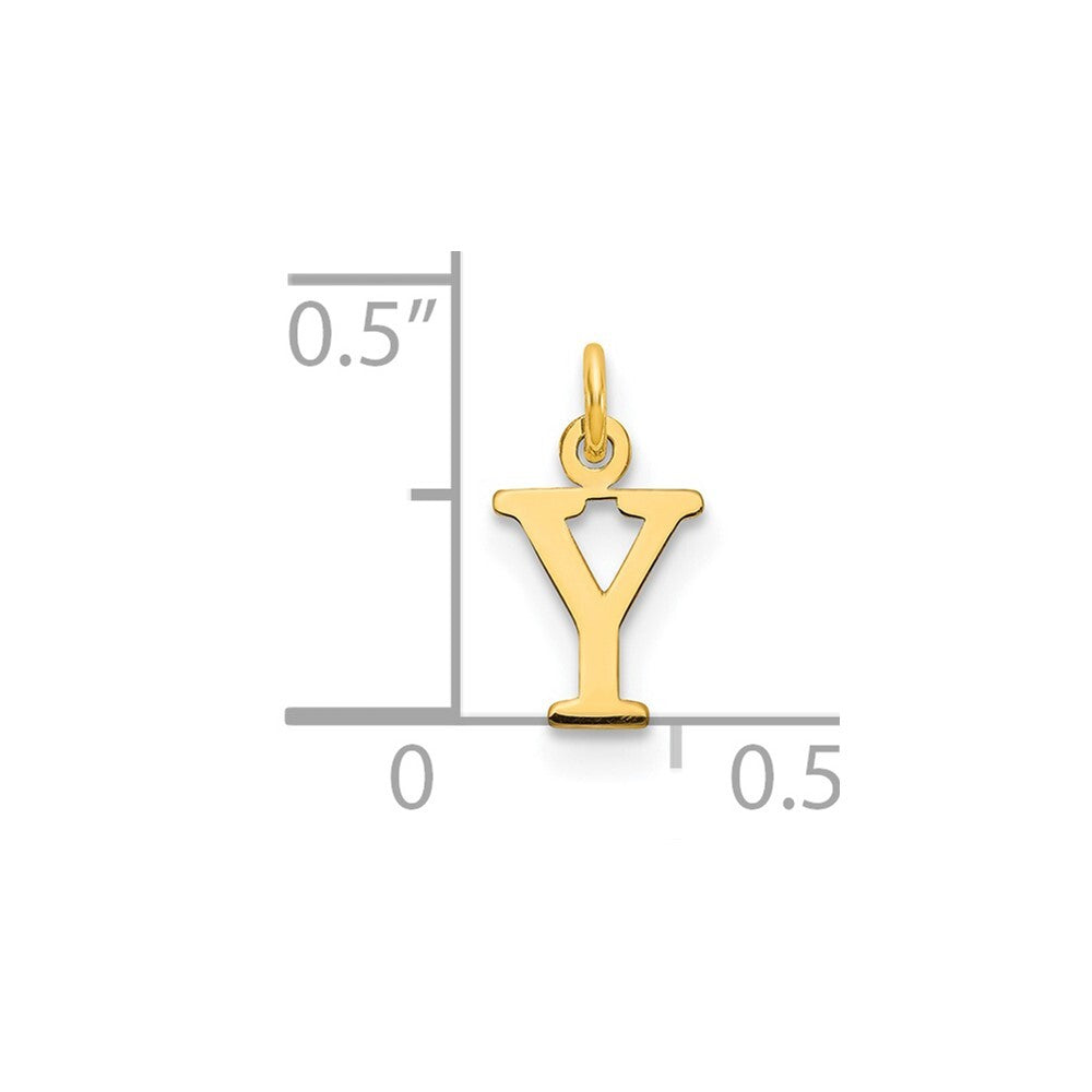 14k Yellow Gold Cutout Letter Y Initial Pendant for Women