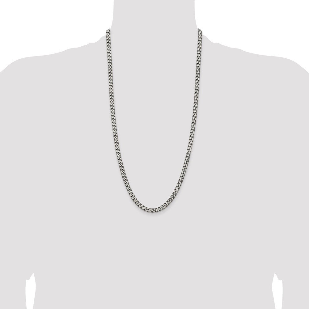 Sterling Silver Antiqued 6.0mm Curb Chain
