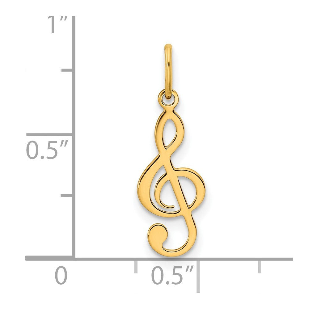 14k Yellow Gold Polished Treble Clef Pendant