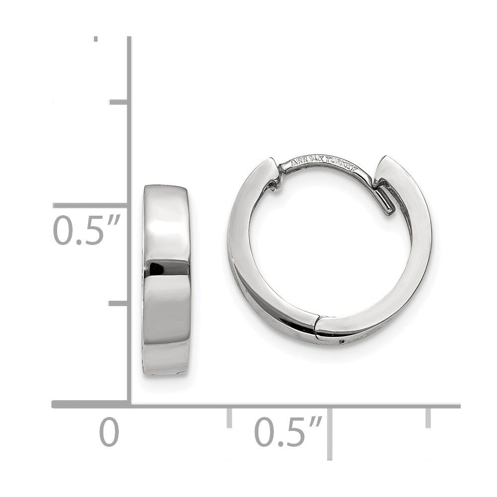 14k White Gold Round Hinged Hoop Earrings Gift for Women