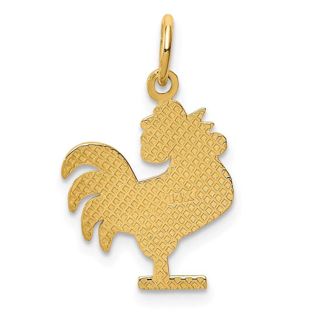 14k Yellow Gold Rooster Charm Pendant for Women