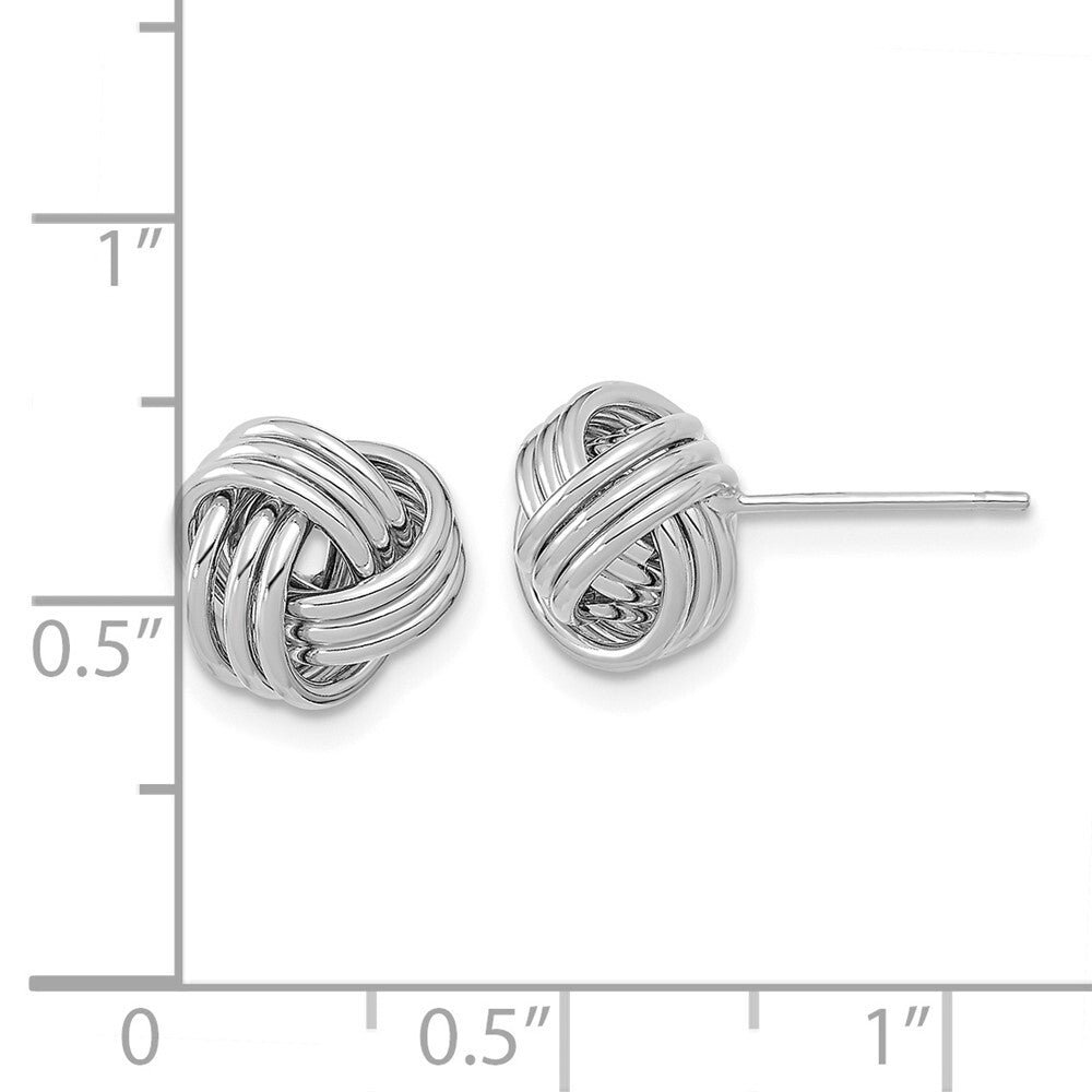 14k White Gold Polished Triple Love Knot Stud Earrings Gift for Women