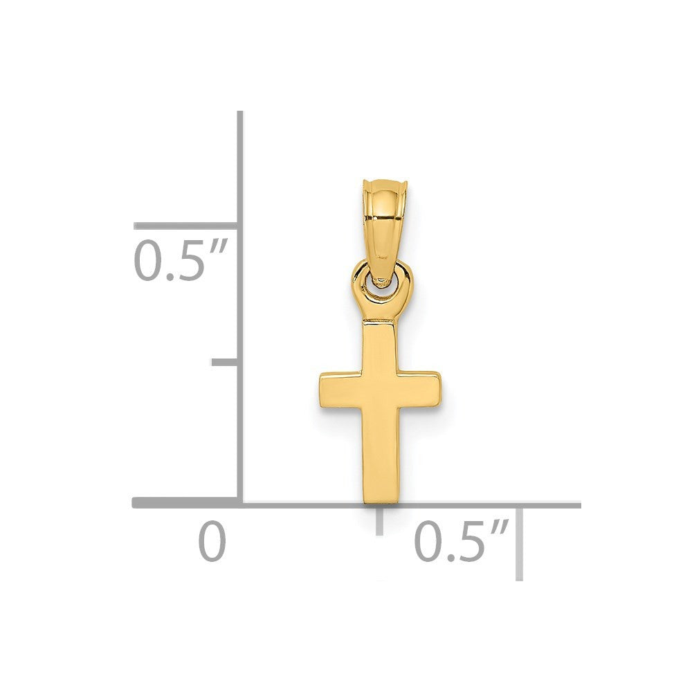 14k Yellow Gold 3-D and Polished Mini Cross Charm