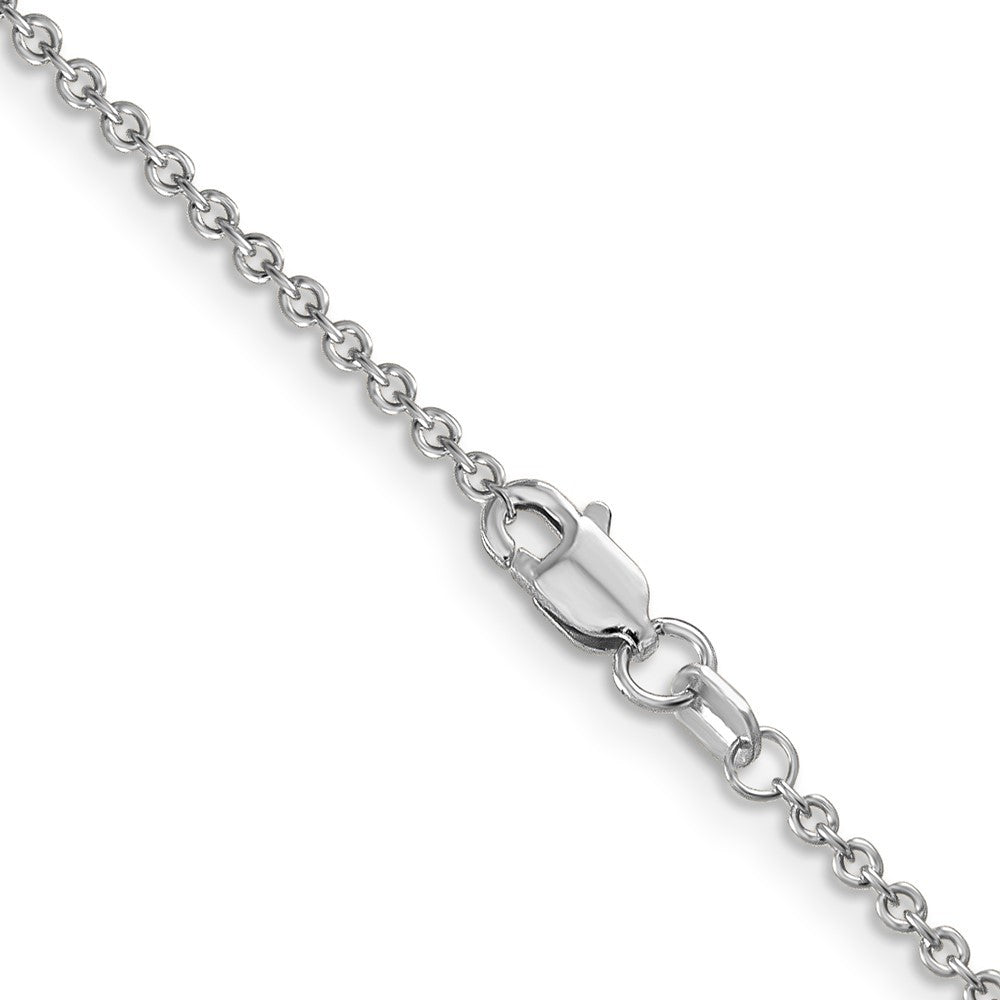 14K White Gold 16 inch 1.6mm Round Open Link Cable Chain Necklace