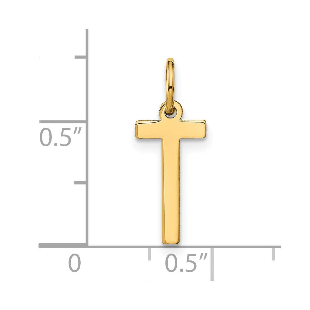 14k Yellow Gold Letter T Initial Pendant for Women