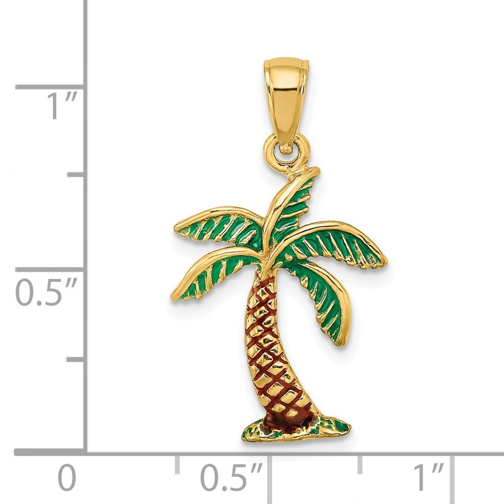 14k Yellow Gold Enamel Palm Tree Charm