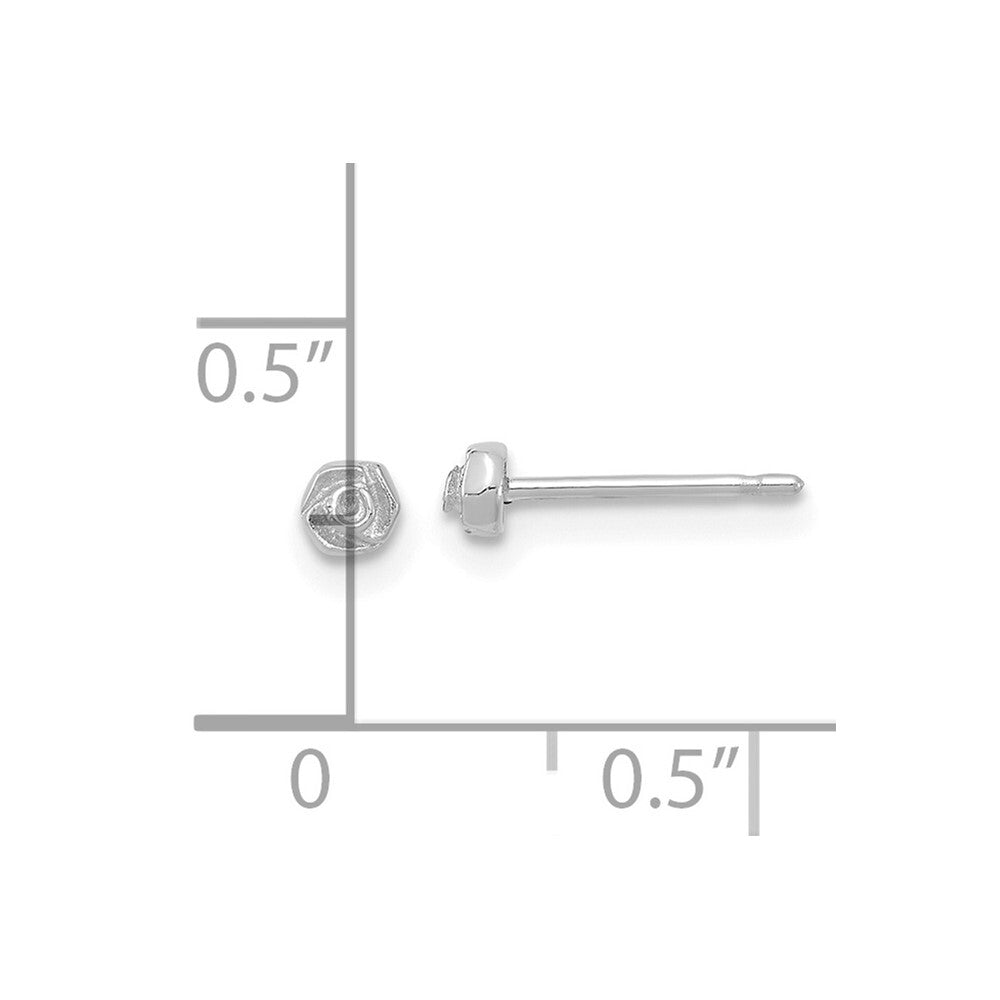 14k White Gold Polished Rose Stud Earrings Gift for Women