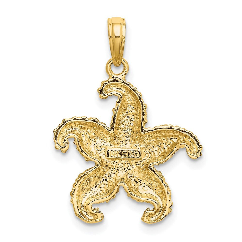 14k Yellow Gold Starfish Charm Pendant for Women
