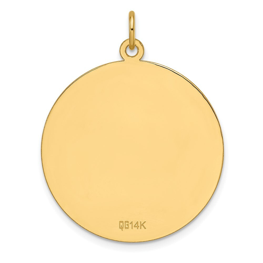 14k Yellow Gold Etched .013 Gauge Engravable Round Disc Charm Pendant for Women