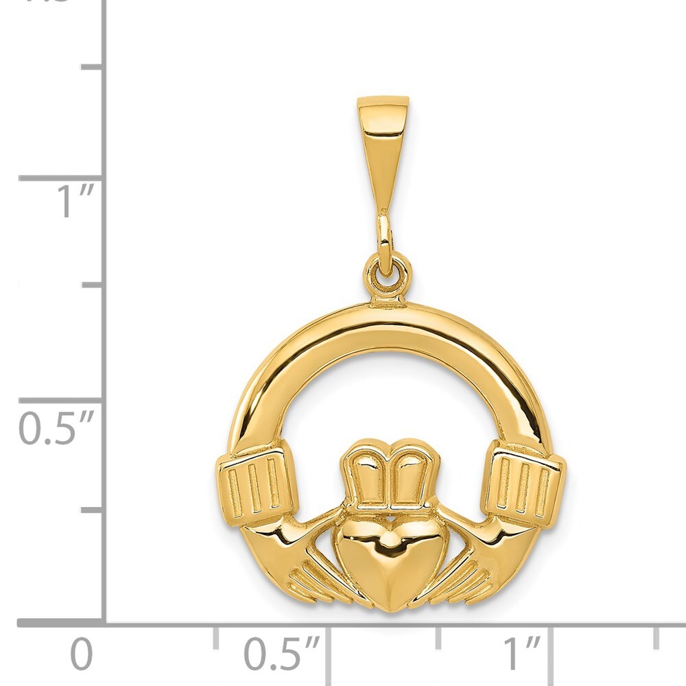 14k Yellow Gold Claddagh Pendant