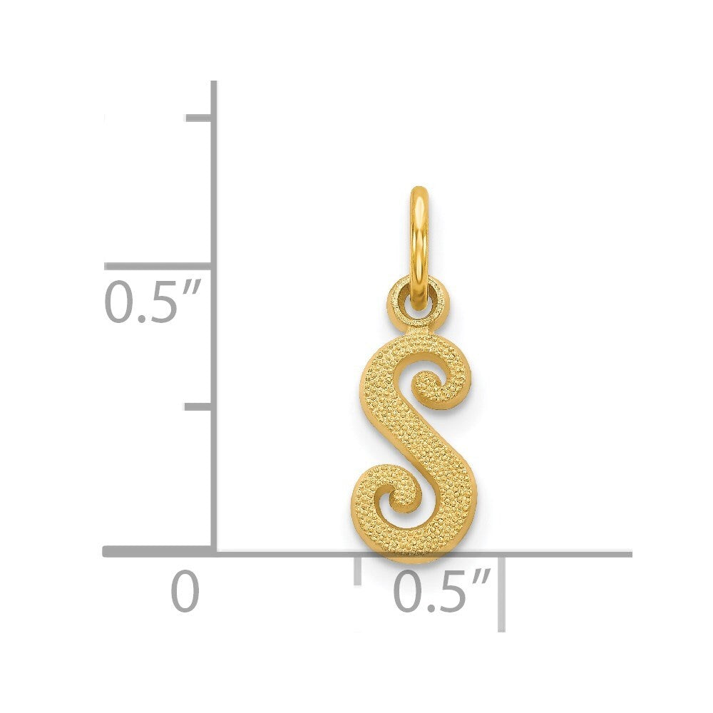 14k Yellow Gold Script Letter S Initial Charm Pendant for Women