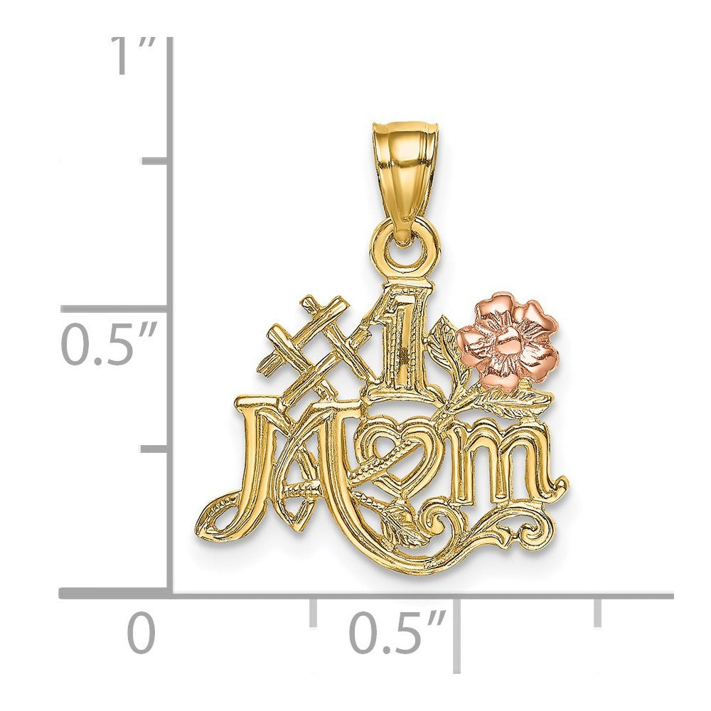 14k Two-Tone #1 MOM with Flower Charm