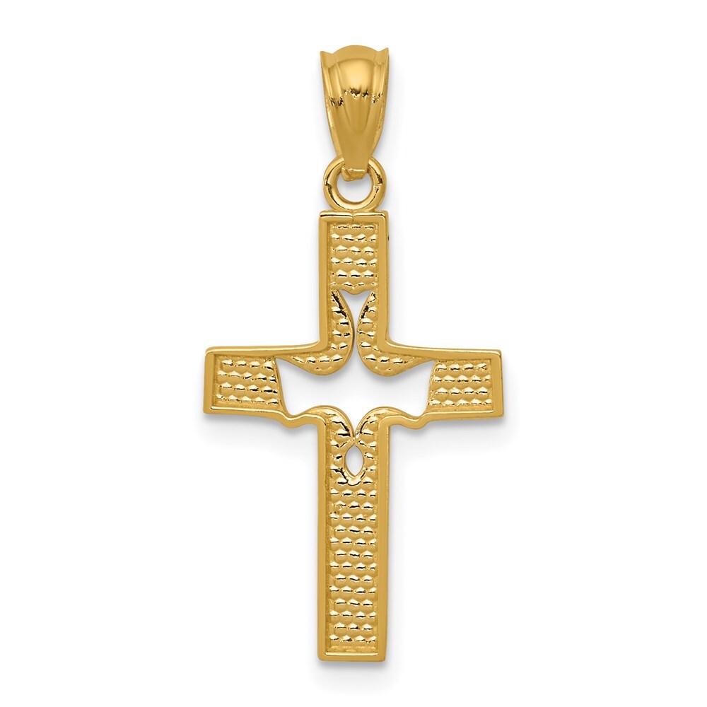 14k Yellow Gold Dove Cross Pendant