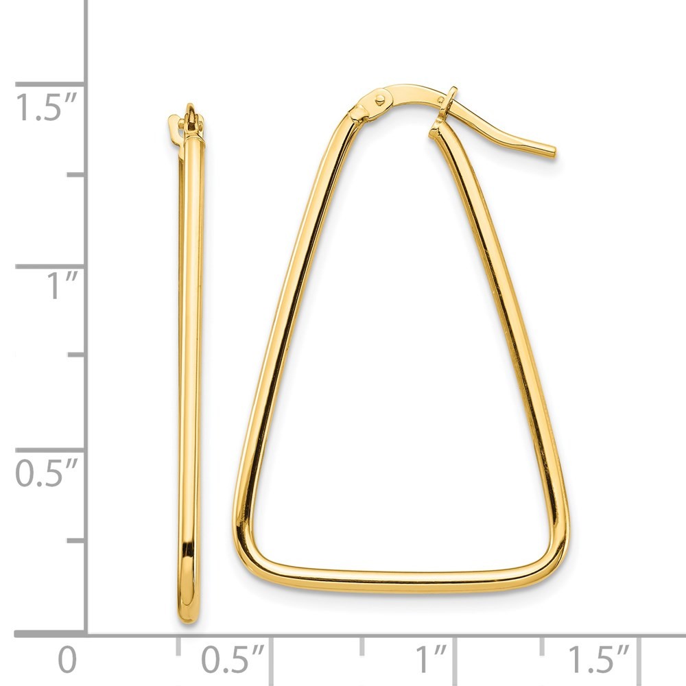 14k Yellow Gold 1.5mm Polished Triangle Dangle Hoop Earrings