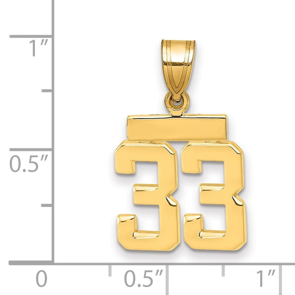 14k Yellow Gold Small Polished Number 33 Charm