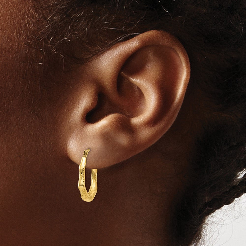 14k Yellow Gold Hollow Oval Hoop Earrings