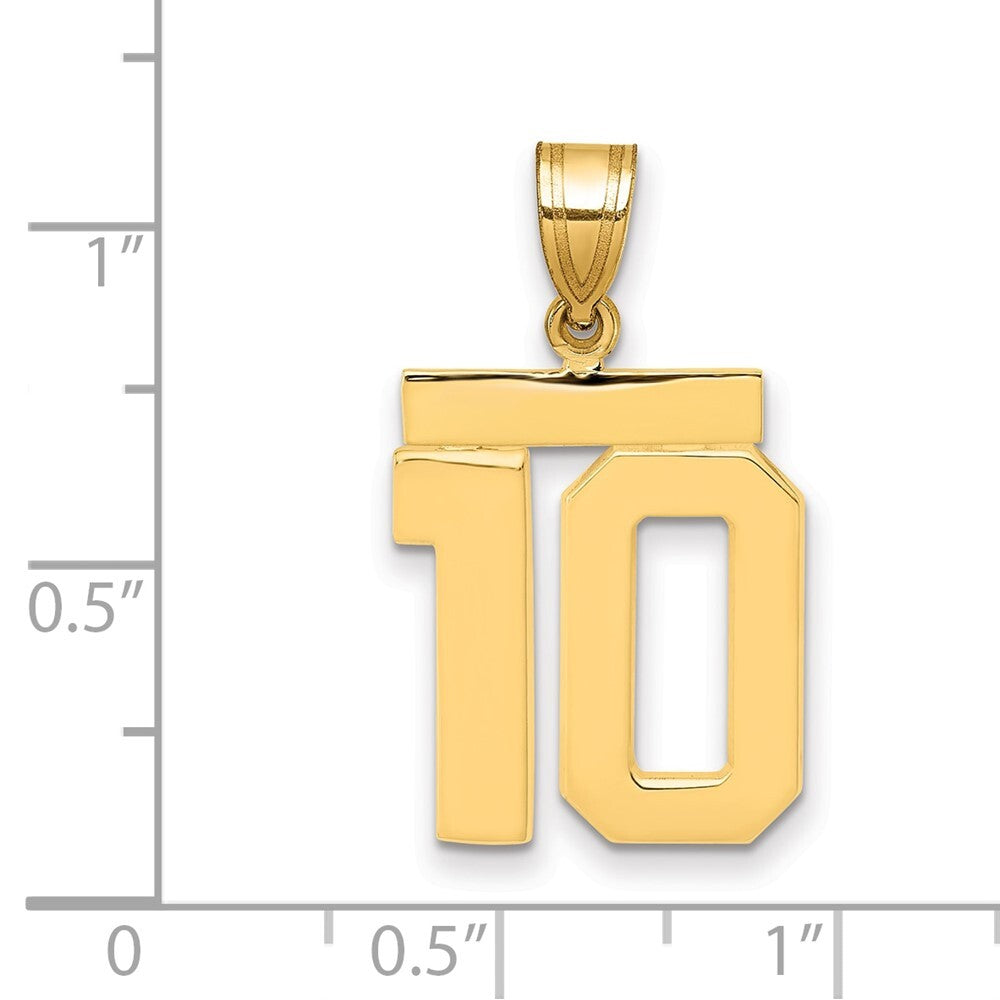 14k Yellow Gold Medium Polished Number 10 Charm Pendant for Women