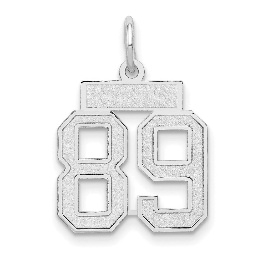 14K White Small Satin Number 89 Charm