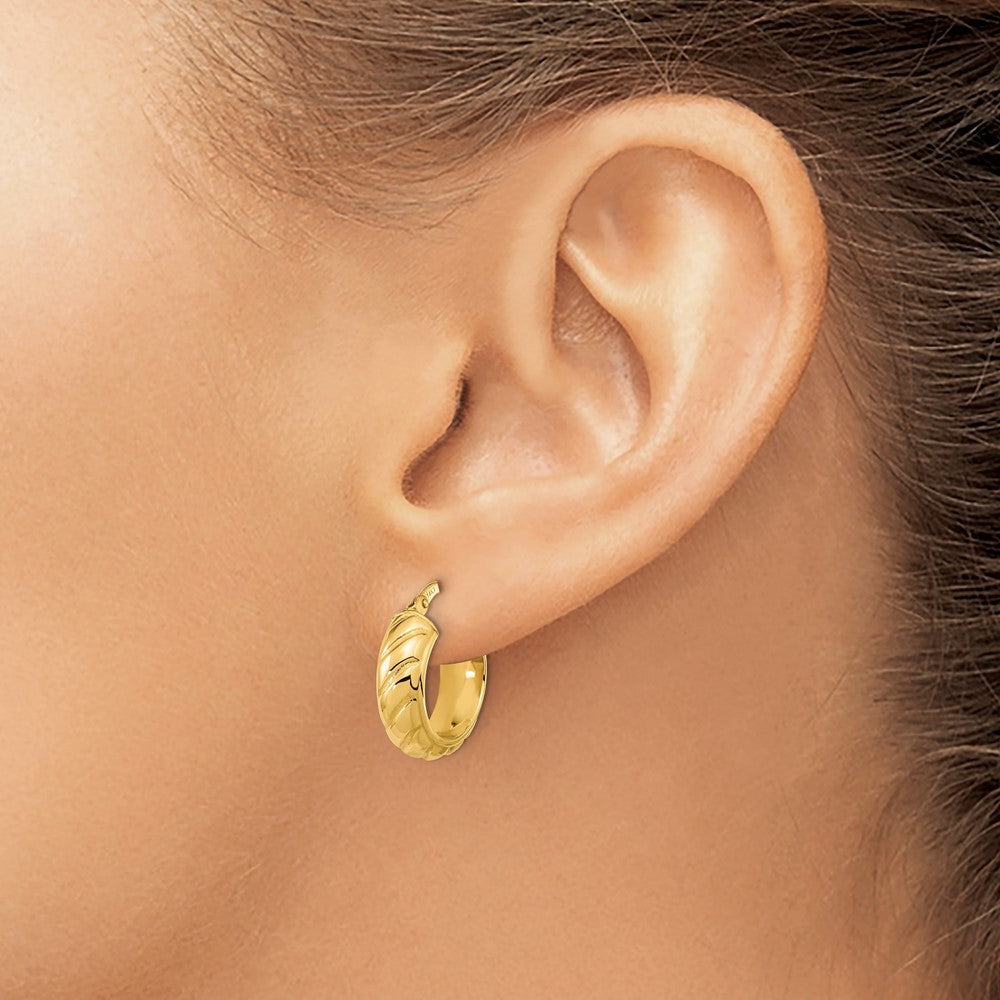 14k Yellow Gold Polished Fancy Hoops