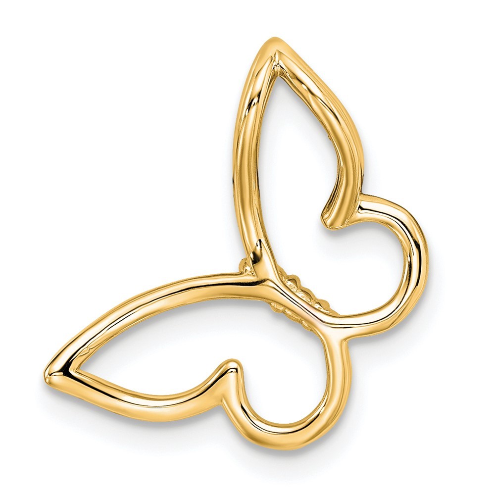 14k Yellow Gold Polished Butterfly Diamond Chain Slide