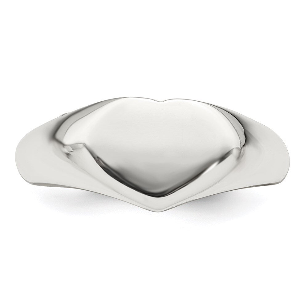 Sterling Silver Heart Signet Ring Size 8