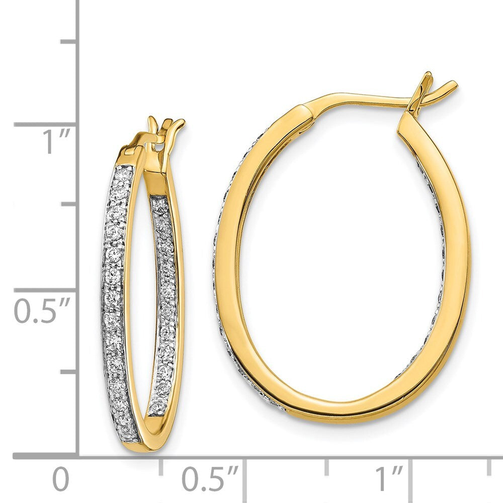 14k Yellow Gold Diamond In/Out Hoop Earrings