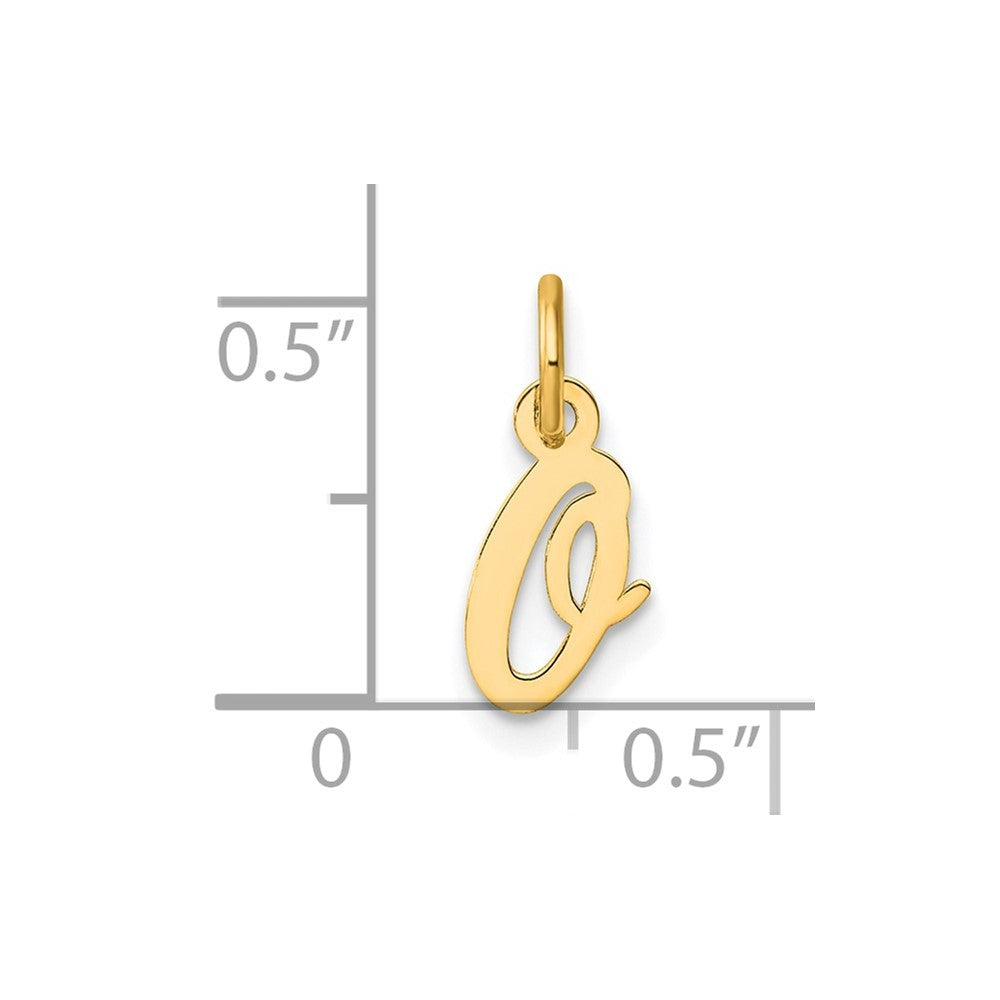 14k Yellow Gold Small Script Letter O Initial Charm Pendant