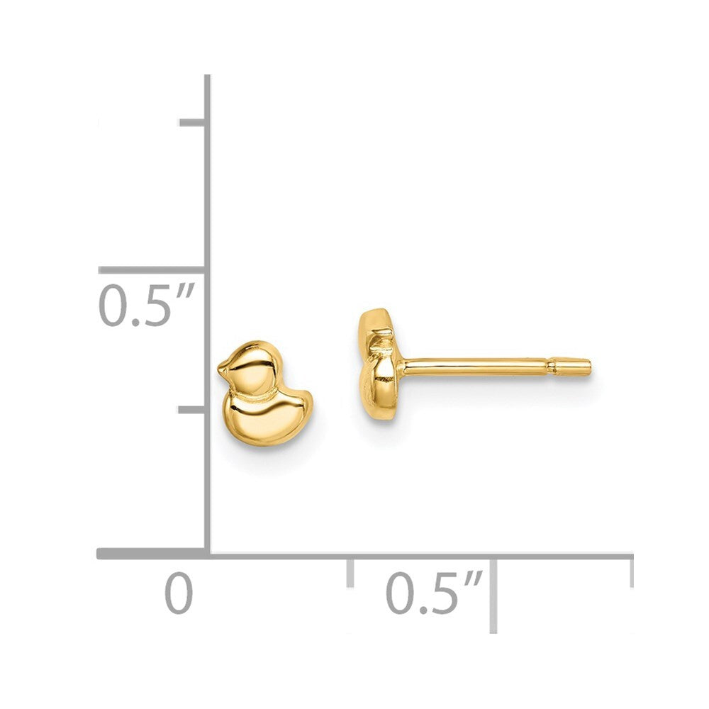 14k Yellow Gold Duck Stud Earrings Gift for Women