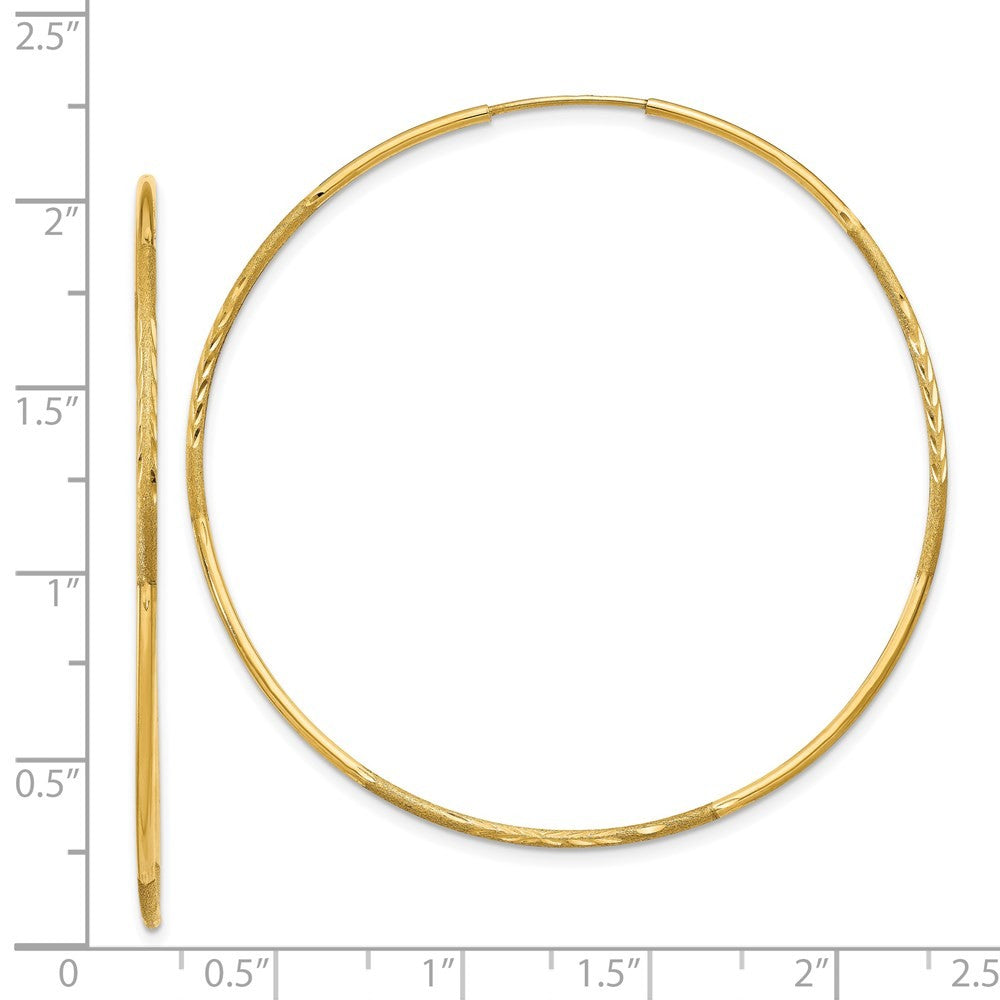14k Yellow Gold 1.25mm Diamond-cut Endless Hoop Earring