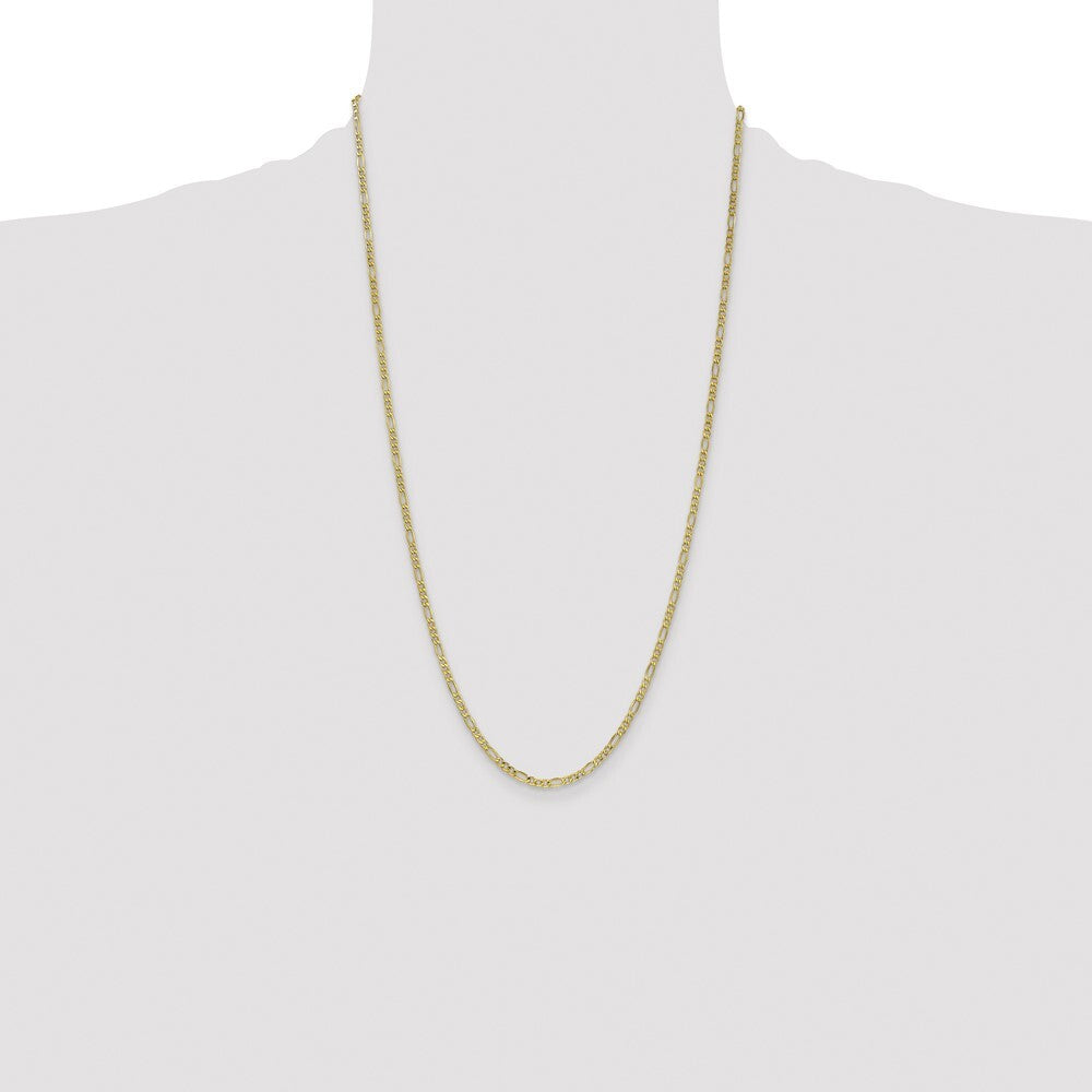 14k Yellow Gold 26 inch 2.5mm Semi-Solid Figaro with Lobster Clasp Chain