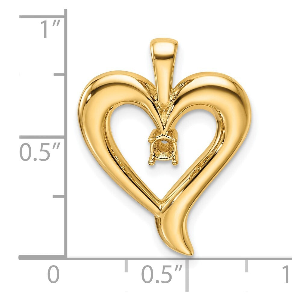 14k Yellow Gold Heart Pendant Mounting for Women