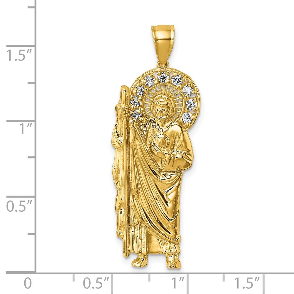 14k Yellow Gold Polished Cubic Zirconia St. Jude Pendant
