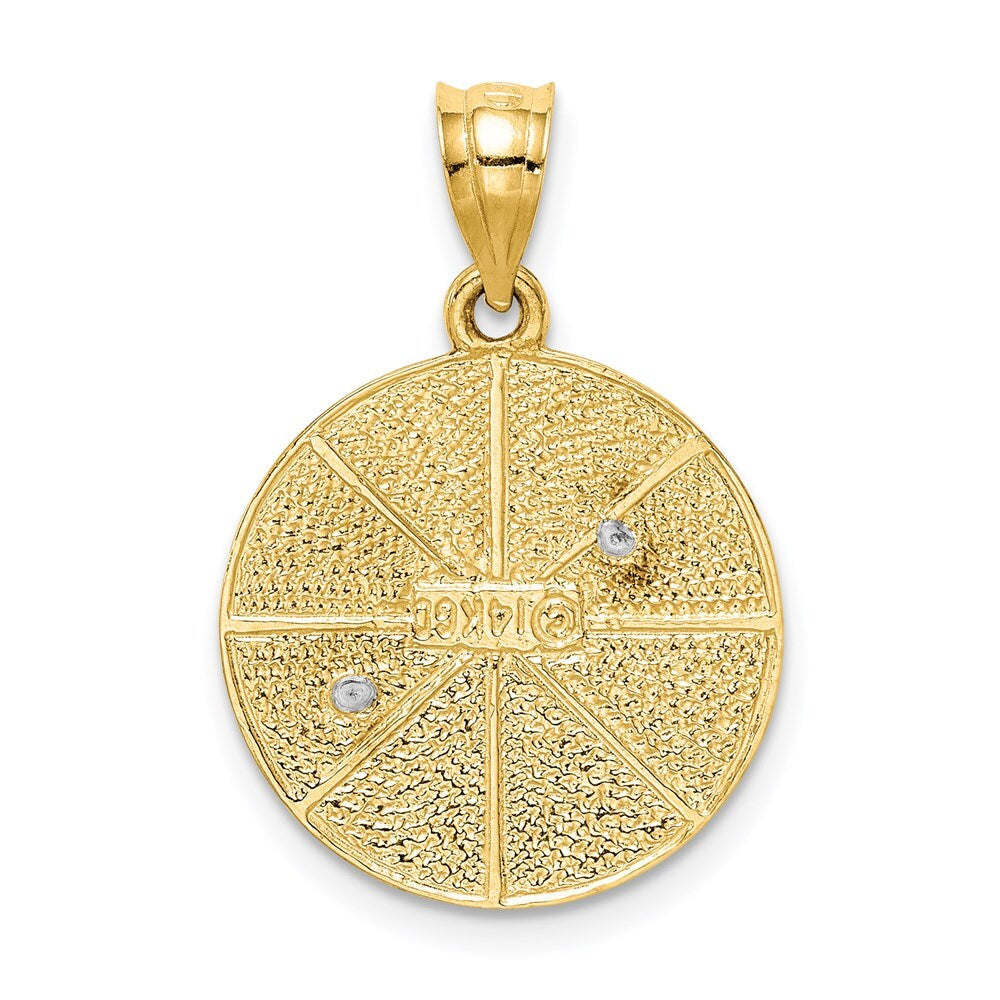 14k Two-tone Gold Solid Satin Finish Flat Back Star of David Disc Charm Pendant