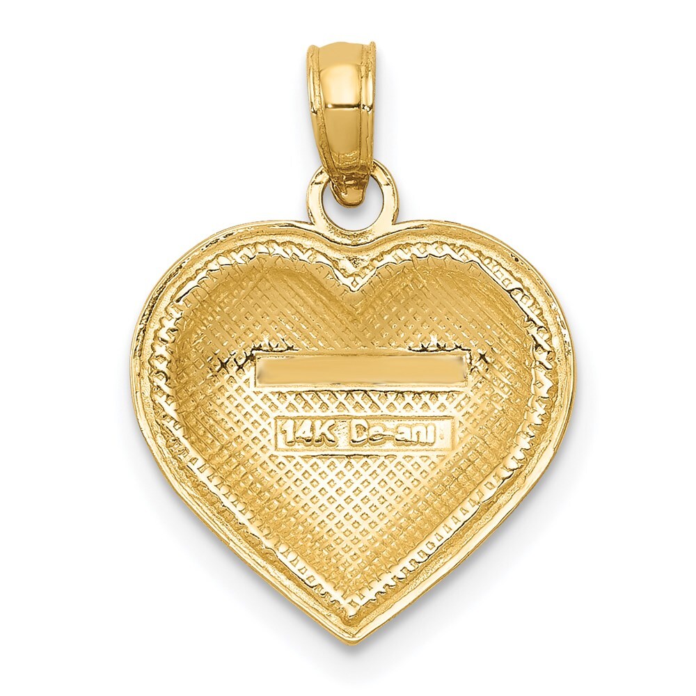14k Yellow Gold Polished Domed Heart Pendant for Women