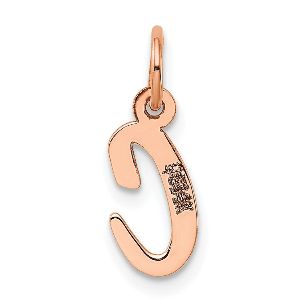 14k Rose Gold Small Script Letter C Initial Charm Pendant for Women