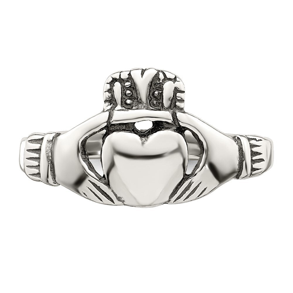 Sterling Silver Antiqued Claddagh Ring Size 7