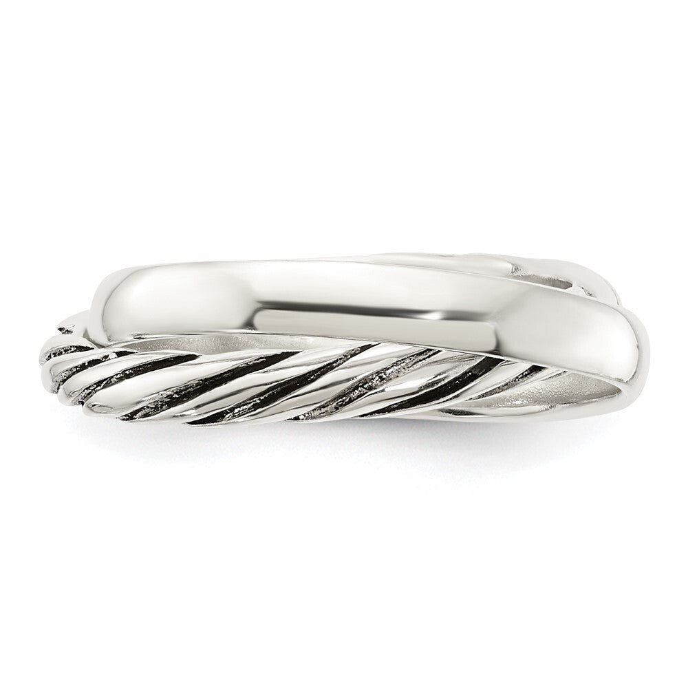 Sterling Silver Polished & Twisted Intertwined Rings Size 7